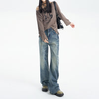 Fashion Retro Wide Leg Jeans For Women