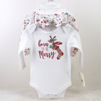 Newborn Baby Long Sleeve Bodysuit Hat Headband Set