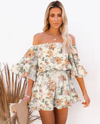 Patchwork Short Sleeve Loose Solid Color Chiffon Jumpsuit