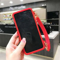 Fashionable Diagonal Chain Lanyard Silicone Phone Case