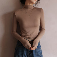 Women's Fashion Semi-Turtle Neck Long Sleeve T-Shirt