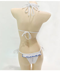 Bikini Ruffle Solid Color Split Swimsuit Ladies
