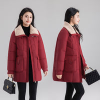 Women's Mid-length Patchwork Coat With Large Pockets