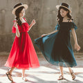 Girls' Dress With Suspenders And Big Skirt
