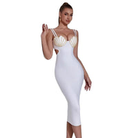Sexy Bodycon Slip Dress Bandage Dress Beaded Heavy-Duty Evening Gown