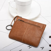 Short Cowhide Zipper Driver's License Wallet Student Retro Male Coin Purse Coin Bag