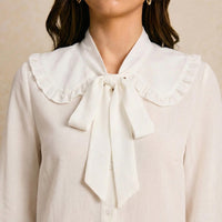 Womens Long-sleeve Pullover Shirt In Solid Color