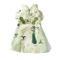 Chinese Style Panda Bamboo Leaf Couple Dress Hairless Cat Skirt