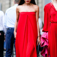 One-piece flat shoulder jumpsuit