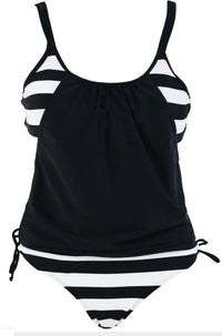 Bikini Amazon women's split stripes conservatively covered belly