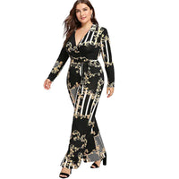 Women's printed trousers lace up jumpsuit
