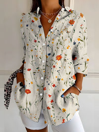 New Womens Floral Print Premium Elegant Long Sleeve Shirt
