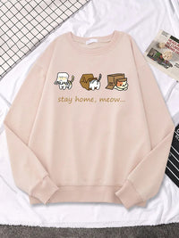 Three Mini Cat Animal Stay Home Sweater