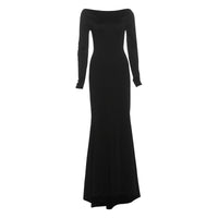 AutumnWinter Sexy Backless Long Sleeve Dress With Chain Detailing