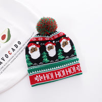 Christmas knitted hat with printed woolen hat
