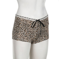 European And American Leopard Print Lace Stitching Lace Casual Shorts Low Waist Lace-up Bow Slim Fit