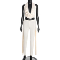 Neck-hanging Sleeveless Backless Top With A Draping Neckline Paired With Pants