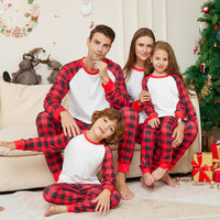 Christmas Solid Color Plaid Printed Christmas Parent-child Homewear Suits
