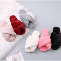 New style cross fur slippers women autumn and winter