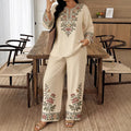 Long-sleeve Lace Floral Long-sleeve Ethnic-style Middle Eastern Set