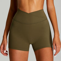 Nude Feel Cross High Waist Yoga Shorts Women's Tight Sports And Fitness Shorts