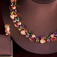 Colorful Waterdrop Earring And Necklace Set