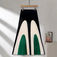 Women's Fashion Patchwork Color Block High Waist Skirt