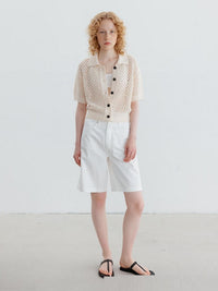 Exotic Rib-knit Cuff Casual Fashion Style Slim-fit Knitted Cardigan Top