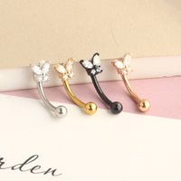 Stainless Steel Rod Micro Inlaid Zircon Butterfly Ear Bone Stud