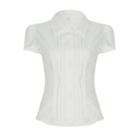 Korean College Style Basic Style Shoulder Waist Trimming Shirt