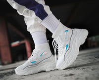 Thick bottom increase shoes couple high help flying woven white shoes platform shoes