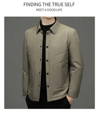 Fall Winter Men Jacket Lapel Fashion Business Lightweight Silk Cotton-padded Coat