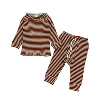 Two piece children's suit with striped top and trousers