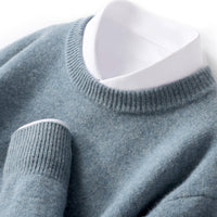 Men's Thickened Pullover Sheep Fur Sweater Loose Round Neck Solid Color Sweater