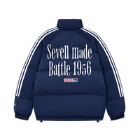 Printed Stand Collar Cotton-padded Coat Men