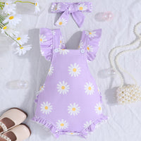 Short Sleeve Casual Rompers Jumpsuit Girls With Headdress