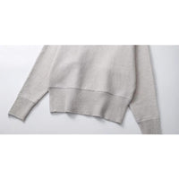 Winter Batwing Sleeve Polo Shirt V-neck Long Sleeve Wool Blended Sweater For Women