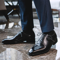 Summer Men's Cowhide Hand-polished Brock Carved Men's Shoes Business Suits Oxford Shoes