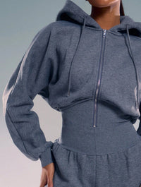 Hooded Zipper Jumpsuit Casual Women