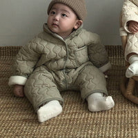 Retro Rhombus Wave Pattern Coat Baby Boy Round Neck All-matching Jumpsuit