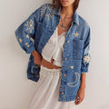 Leisure Embroidery Loose Denim Jacket