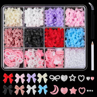 Ribbon Bow Tie Christmas Resin Bow Nail Ornament Mixed Set Box