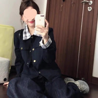 Women's Retro Short Plaid Patchwork Jacket