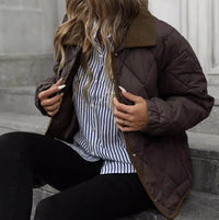 Dark Brown Vintage High-End Multi-Functional Warm Cotton Coat With Long Sleeves And A Lapel Collar