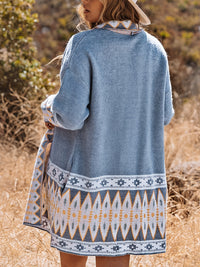 Ethnic Style Printed Long Sleeve Knitted Sweater Cardigan Coat