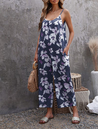 Women's Fashion Temperament Camisole Strap Printed Jumpsuit