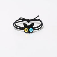 Cute Two-color Big Eye Cat Hair Rope Female Original Design High Ponytail Hair Band