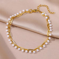 Tassel Anklet Gold Stainless Steel Waterproof Adjustable