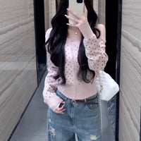 Polka Dot Long Sleeve Diagonal Cardigan Sweater Women's Casual Coat