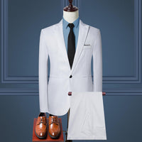 Solid Color Leisure Suits For Men Two-piece Set